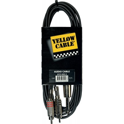 YELLOW CABLE K02-3 Câble Raccord 2 RCA Mâle / Jack Mono Mâle 3 m