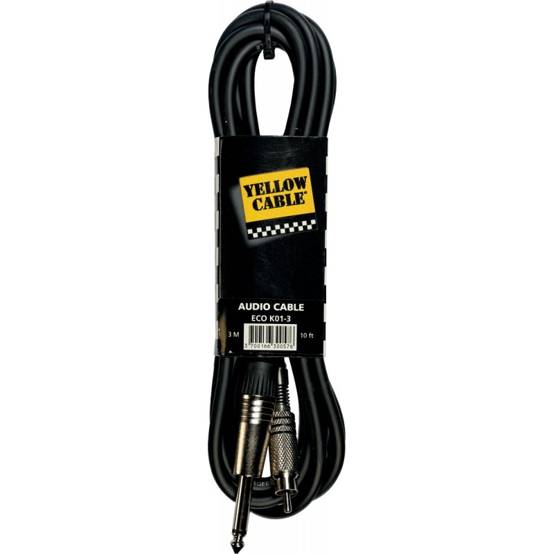 YELLOW CABLE K01-3 Câble Raccord RCA Mâle / Jack Mono Mâle 3 m
