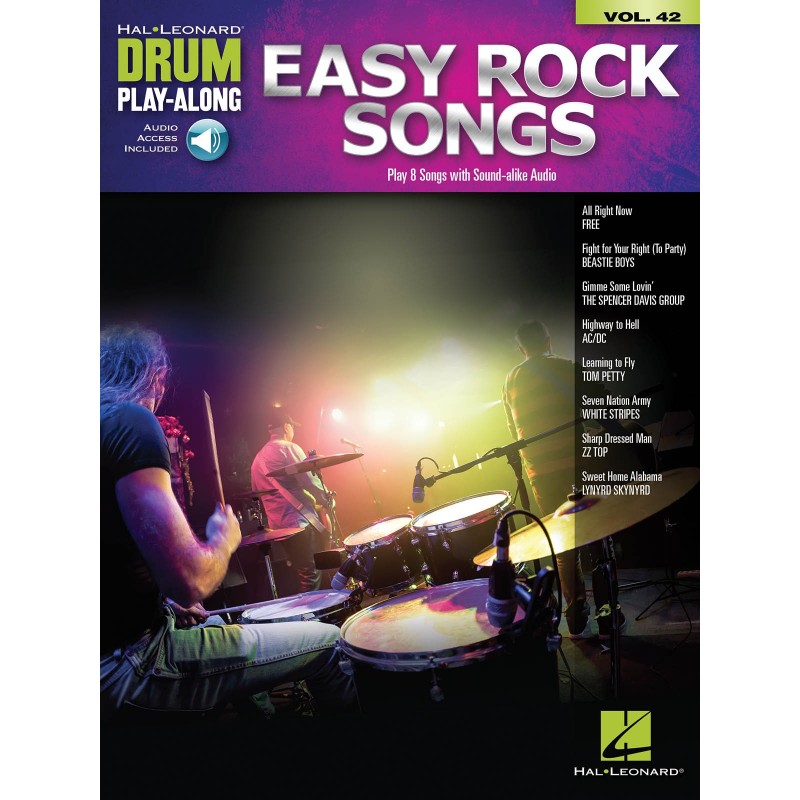 Drum Play Along Easy Rock Songs Volume 42 + Audio Online
