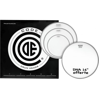 CODE DRUMHEADS PACK DNA Transparente 10"/12"/14"+ DNA 14"
