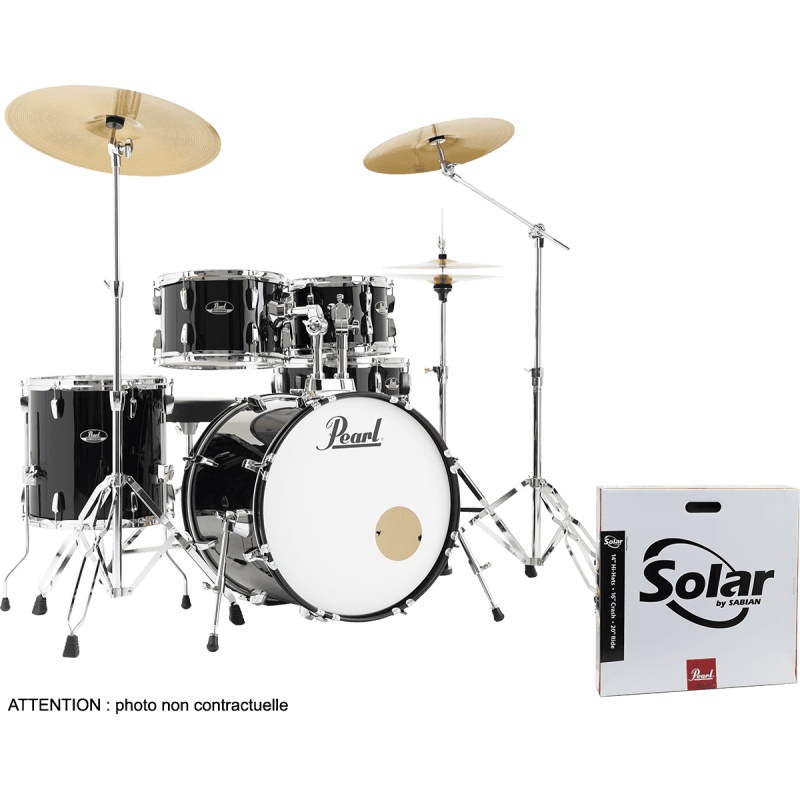 PEARL ROADSHOW Fusion 20" Jet Black + B-50 + Pack SABIAN Solar + Ride 20"