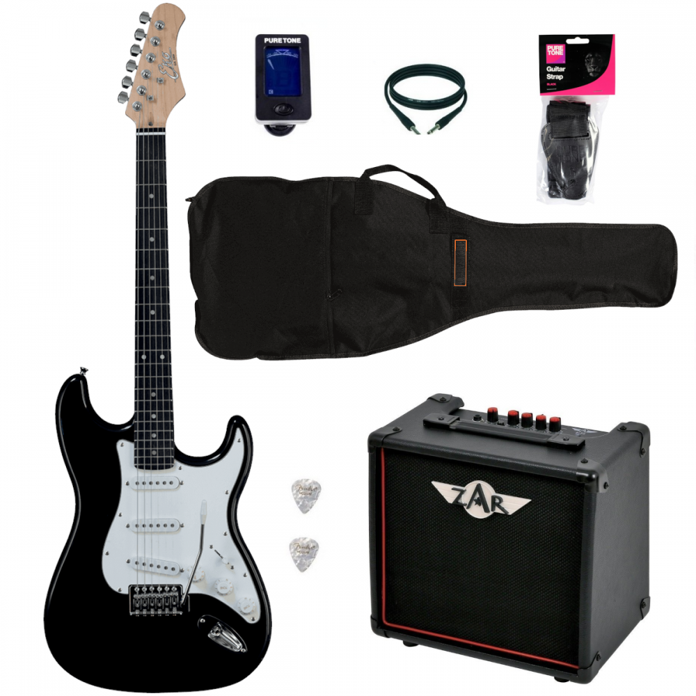 Pack Guitare Electrique EKO S-300 Black