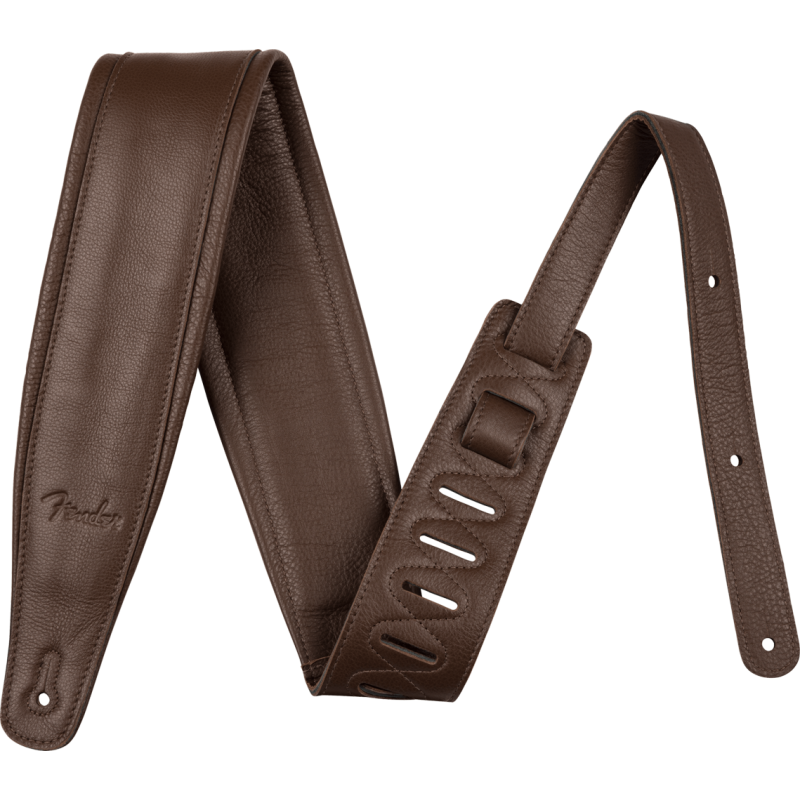 FENDER Sangle Cuir Haut de Gamme Marron Largeur 9 cm