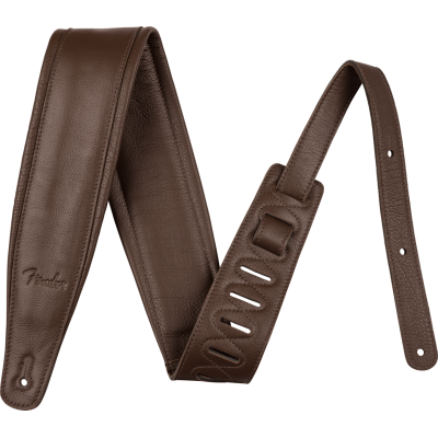 FENDER Sangle Cuir Haut de Gamme Marron Largeur 9 cm