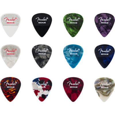 FENDER 12 Médiators Antidérapants Celluloid Medium Mixte