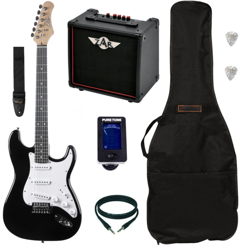 Pack Guitare Electrique EKO ST-100 Black