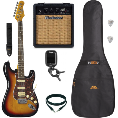 Pack Guitare Electrique EKO ST350 HSS Sunburst