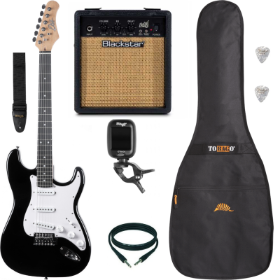 Pack Guitare Electrique EKO ST100 Black