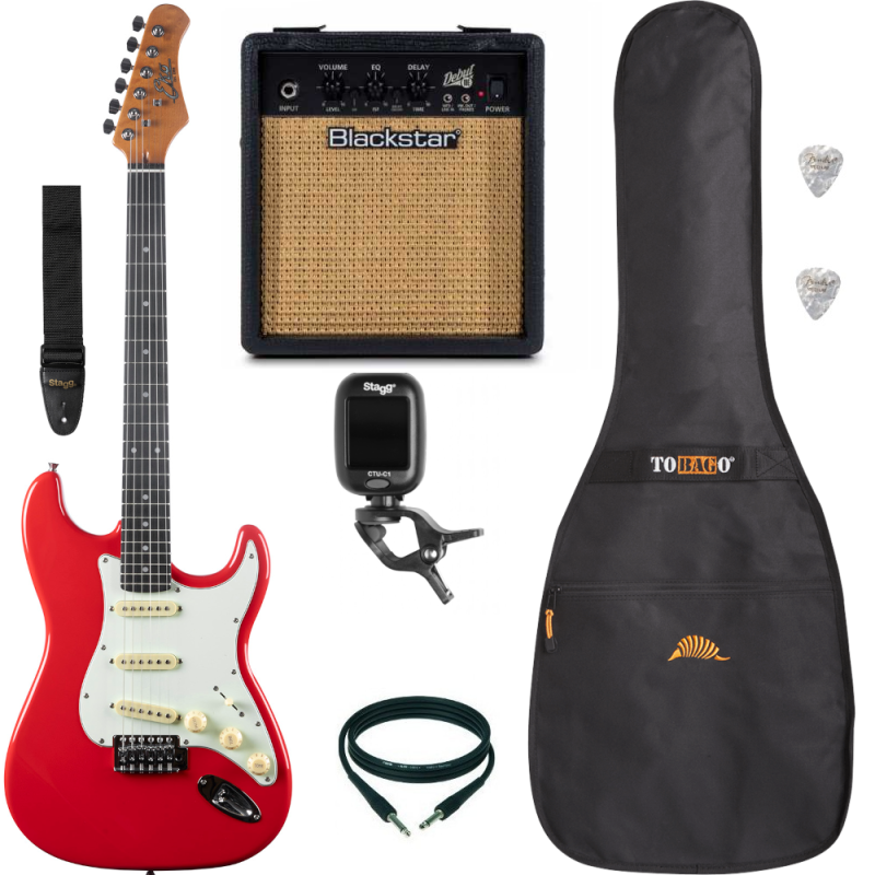 Pack Guitare Electrique EKO ST300 Fiesta Red