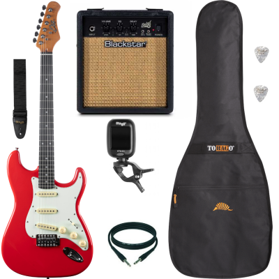 Pack Guitare Electrique EKO ST300 Fiesta Red