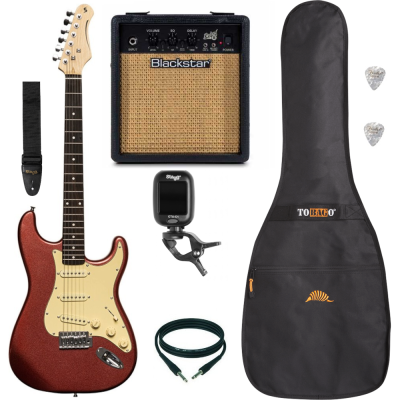 Pack Guitare Electrique STAGG SES-30 Candy Apple Red