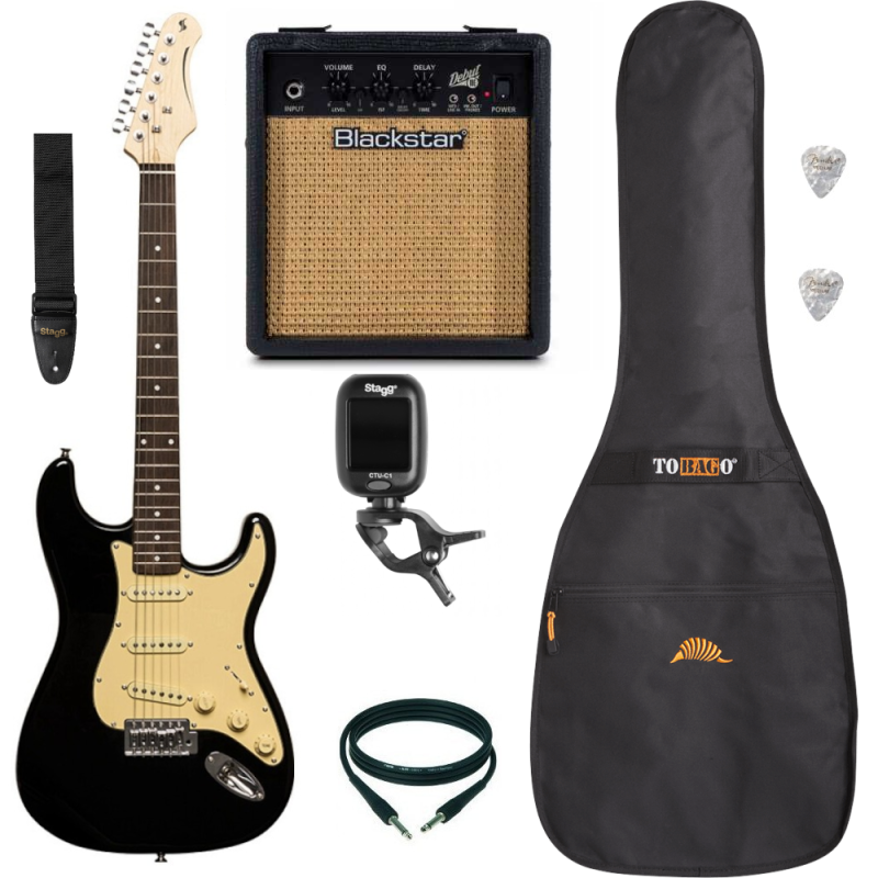 Pack Guitare Electrique STAGG SES-30 Black