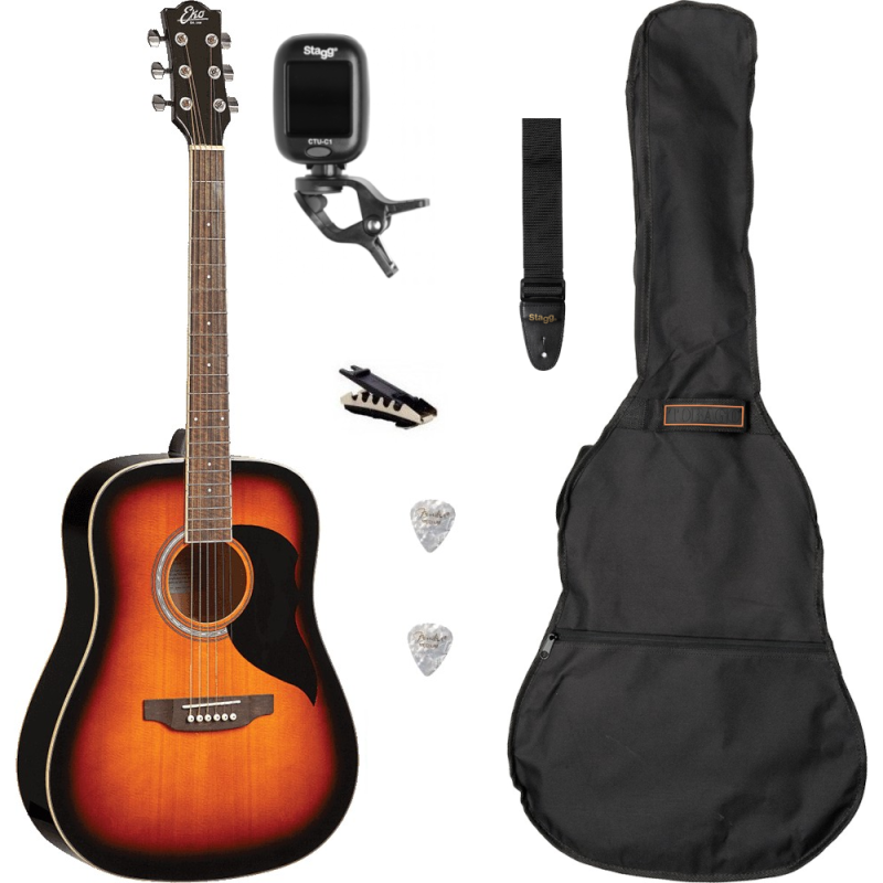 Pack Guitare Acoustique EKO RANGER 6 Brown Sunburst