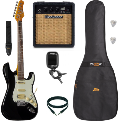 Pack Guitare Electrique EKO ST350 HSS Black