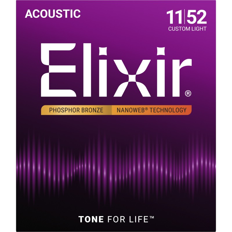ELIXIR ACCOUSTIC NANOWEB Phosphor Bronze Custom Light 11-52