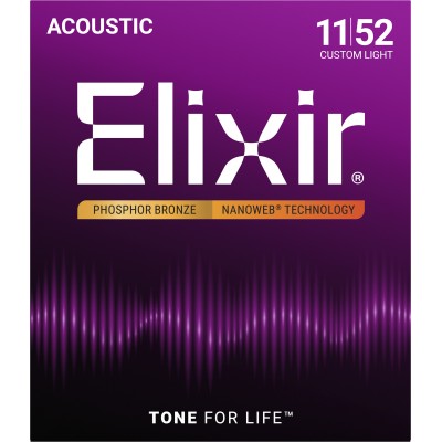 ELIXIR ACCOUSTIC NANOWEB Phosphor Bronze Custom Light 11-52
