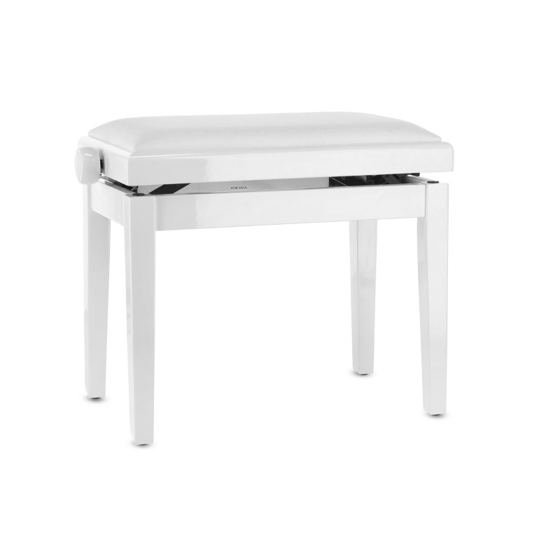 GEWA Banquette Piano Deluxe Blanc Satiné Assise Vinyle Blanc