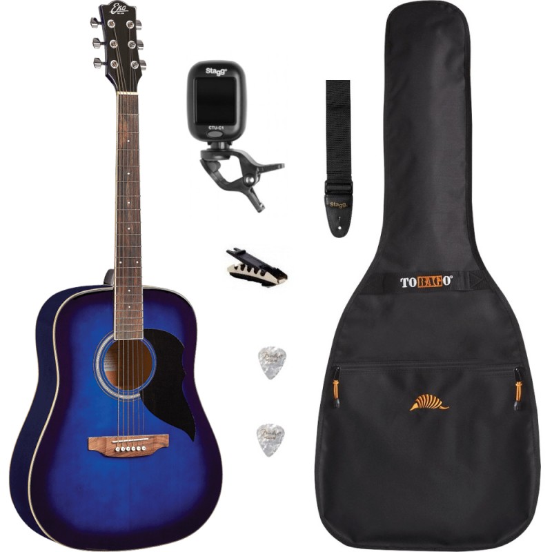 Pack Guitare Acoustique EKO RANGER 6 Blue Sunburst
