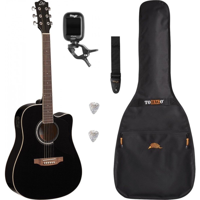 Pack Guitare Electro-Acoustique EKO RANGER 6 CE Black