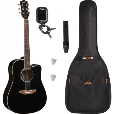 Pack Guitare Electro-Acoustique EKO RANGER 6 CE Black